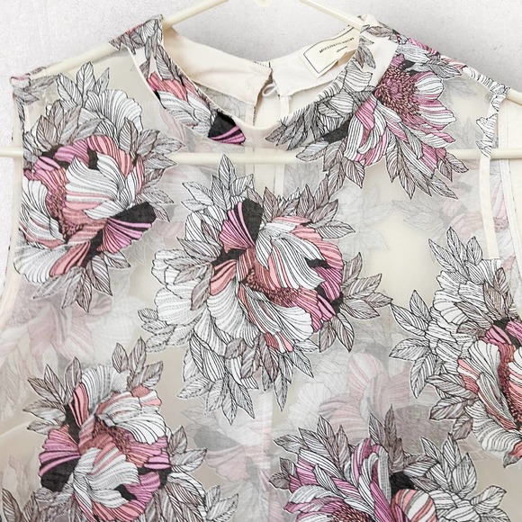 Moulinette Soeurs Sheer Floral Blouse - Red and Cream - Picture 4 of 8